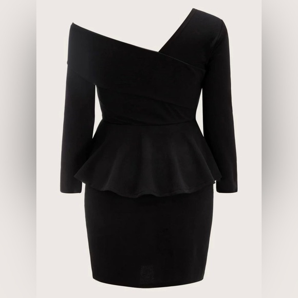Plus Asymmetrical Neck Peplum Dress - SHEIN curve - Picture 2 of 6